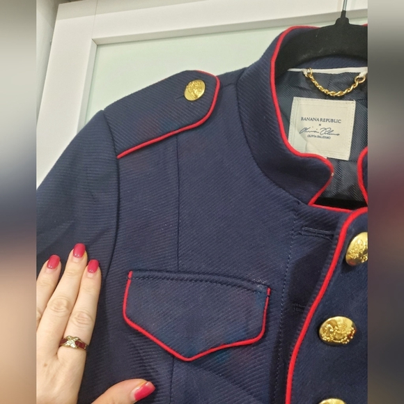 WOMEN'S BANANA REPUBLIC OLIVIA PALERMO MILITARY JACKET NAVY BLUE - Picture 6 of 12